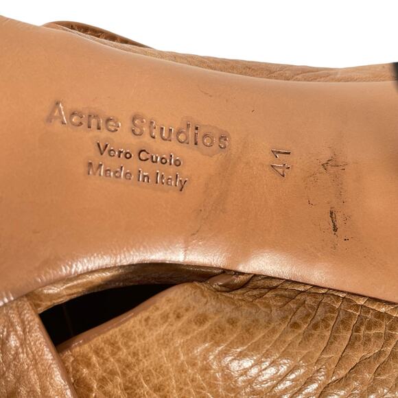 ACNE STUDIOS Womens 11 / 41 Peep Toe Mule Stud Leather Heels ITALY - Picture 10 of 12